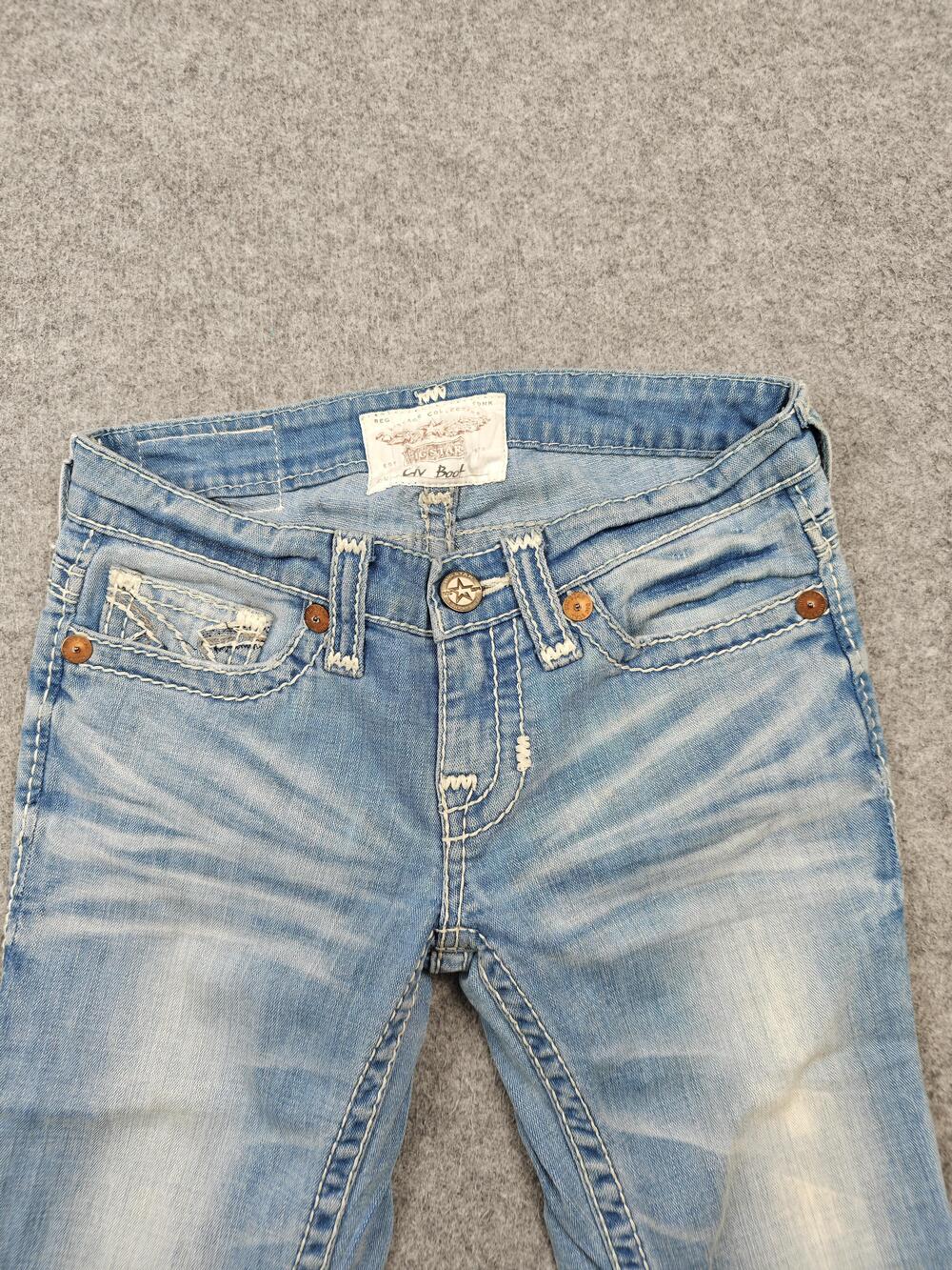 BIG STAR Jeans Womens 26 Blue Liv Boot Slim Bootcut Distressed 33 Inseam - Picture 2 of 12
